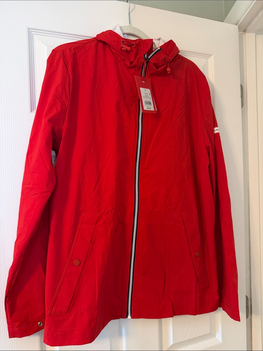 Hunter Red Hooded Packable Jacket
